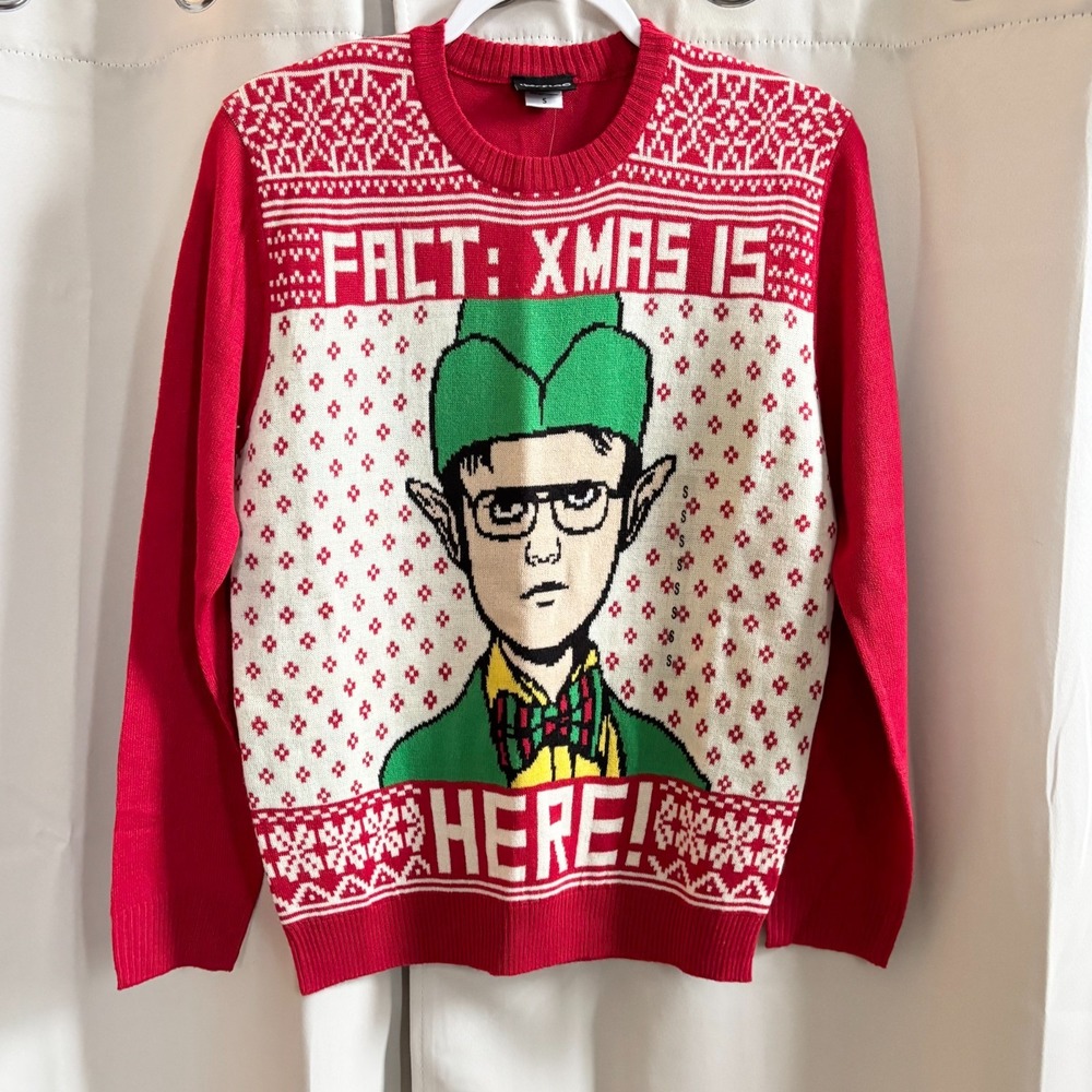 The Office Dwight Schrute Mens Sweater Small Ugly‎ Christmas Party NWT 19266x